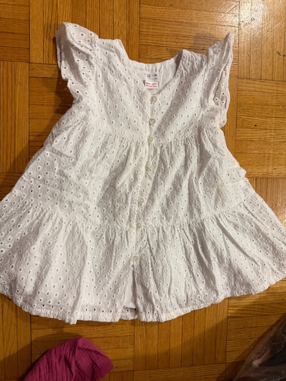 Zara White Eyelet Cotton Dress